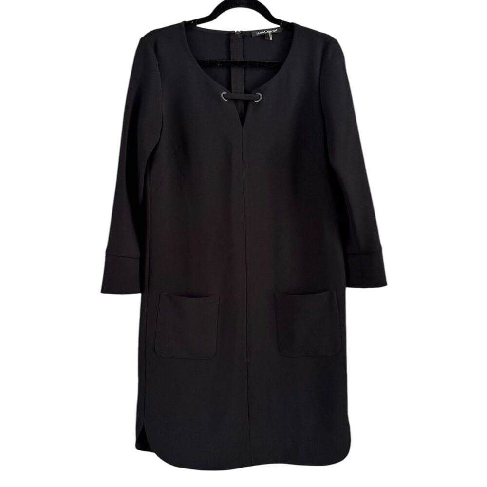 Luisa Cerano Black Long Sleeve Shift Dress Women’s Size 6 - Picture 3 of 9